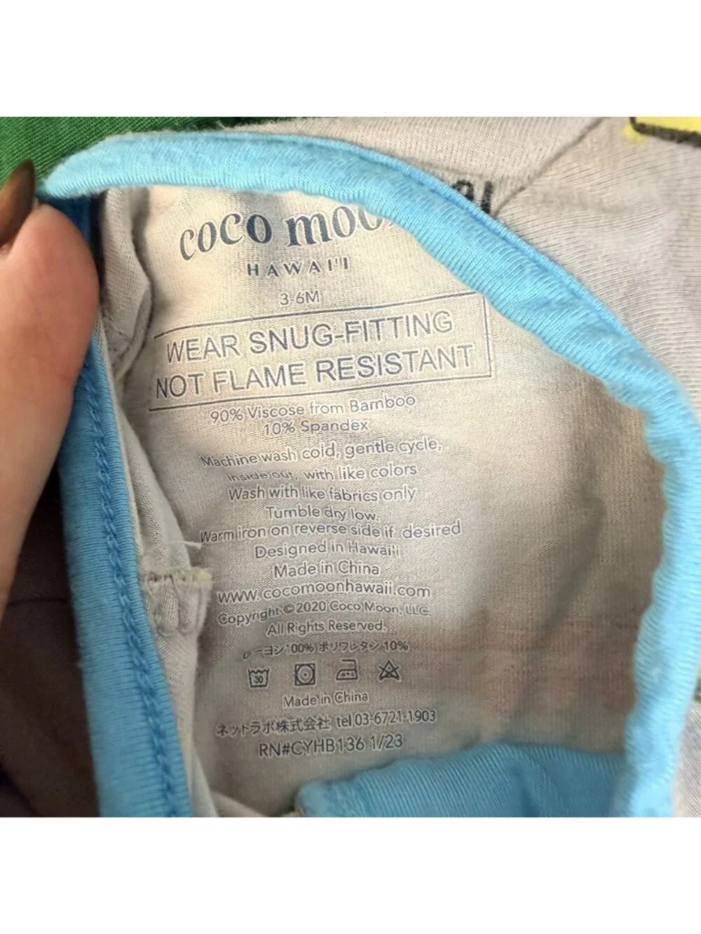 Coco Moon Hawaii Bamboo 3-6M Surf Report Gray Convertible Coverall Pajamas